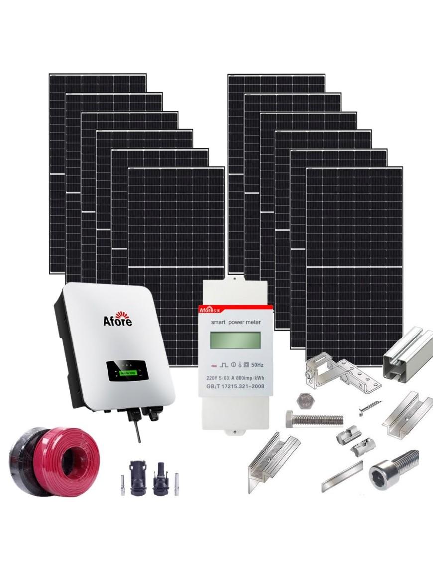 Монофазна мрежова Ongrid соларна система  - 10000W инсталирана мощност с включена алуминиева конструкция и ограничител за експорт на енергията